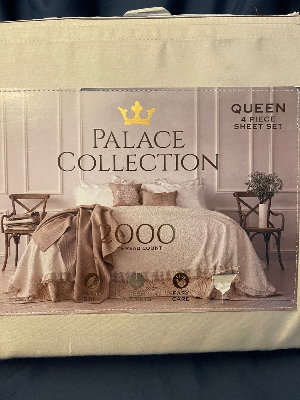 Palace Collection - 2000 Thread Count Queen Sheet Set - Soft Neutral Color - Picture 2 of 6